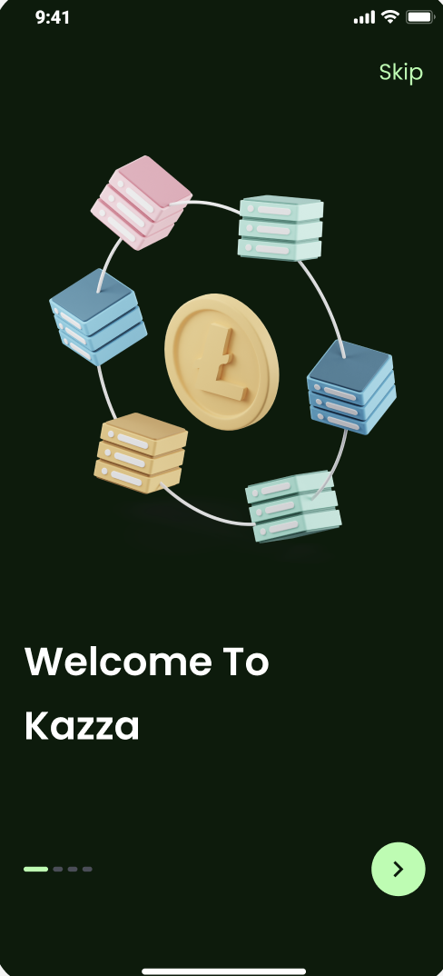Kazza welcome screen